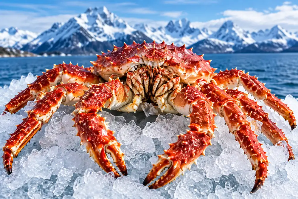 Norwegian king crab on ice for wholesale seafood buyers